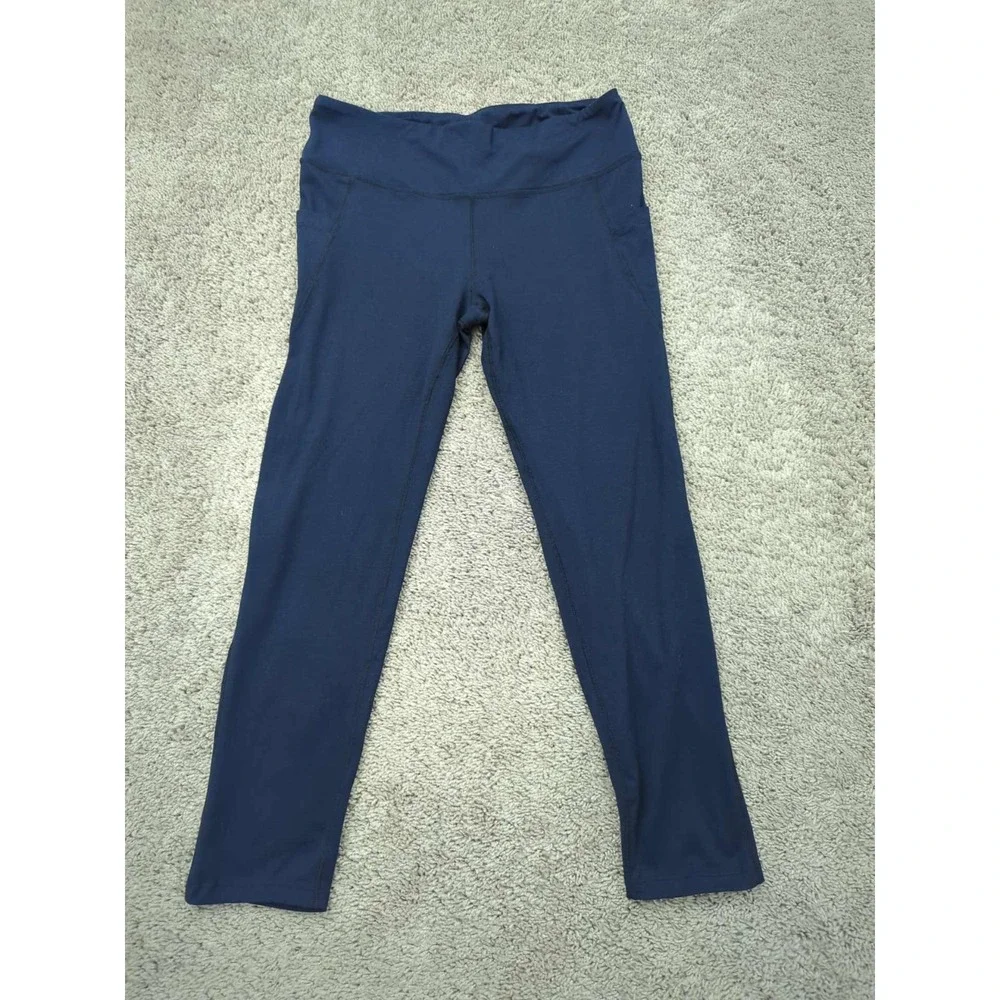 Colosseum Leggings Womens‎ L Blue Mid Rise Ankle Side Pockets Gym Yoga